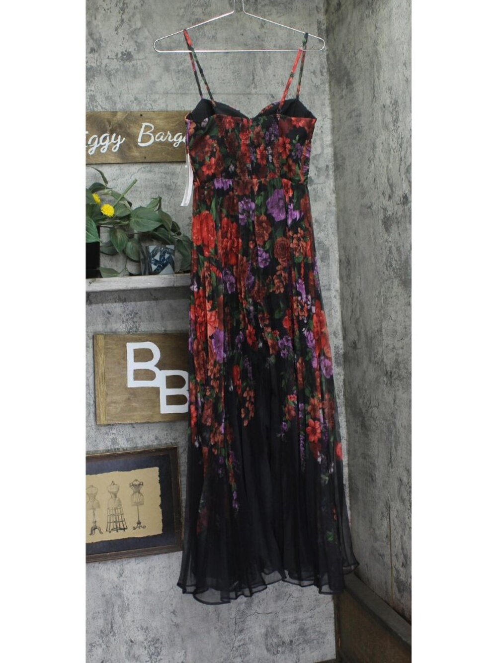 NWT Aqua Womens Floral Bustier Maxi Dress IDO14179 Black Multi S - Picture 3 of 8